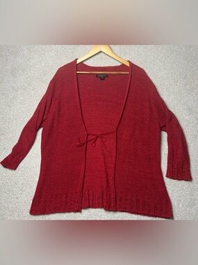 August Silk Open-Front Knit Tie Cardigan Sweater